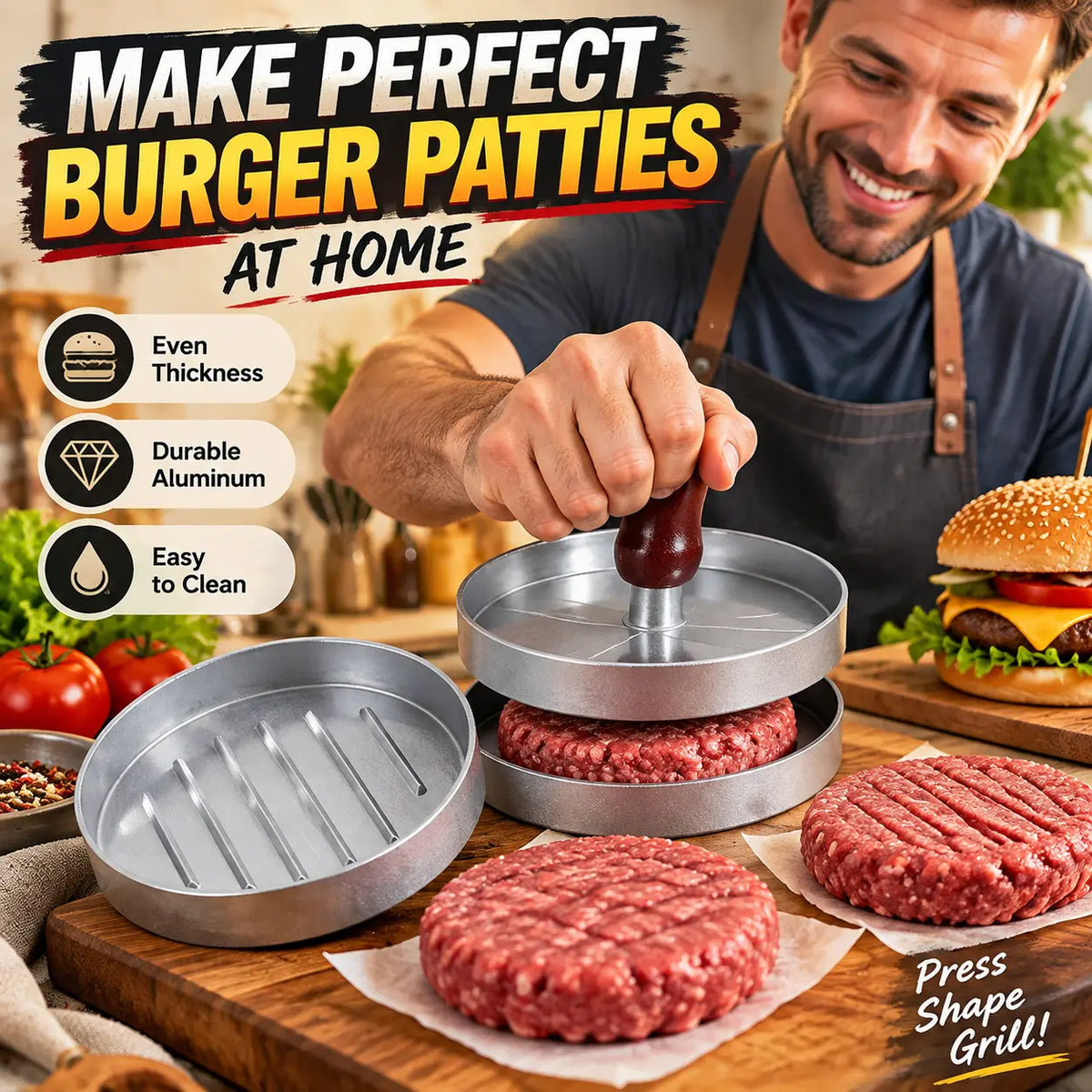 Aluminum Burger Patty Press