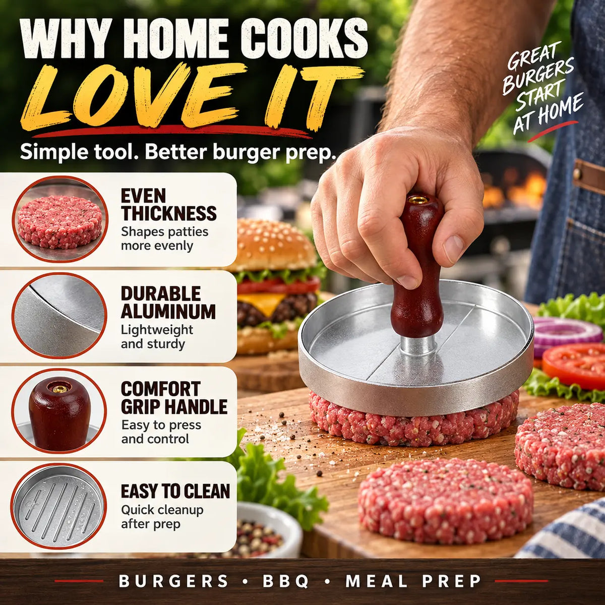 Aluminum Burger Patty Press
