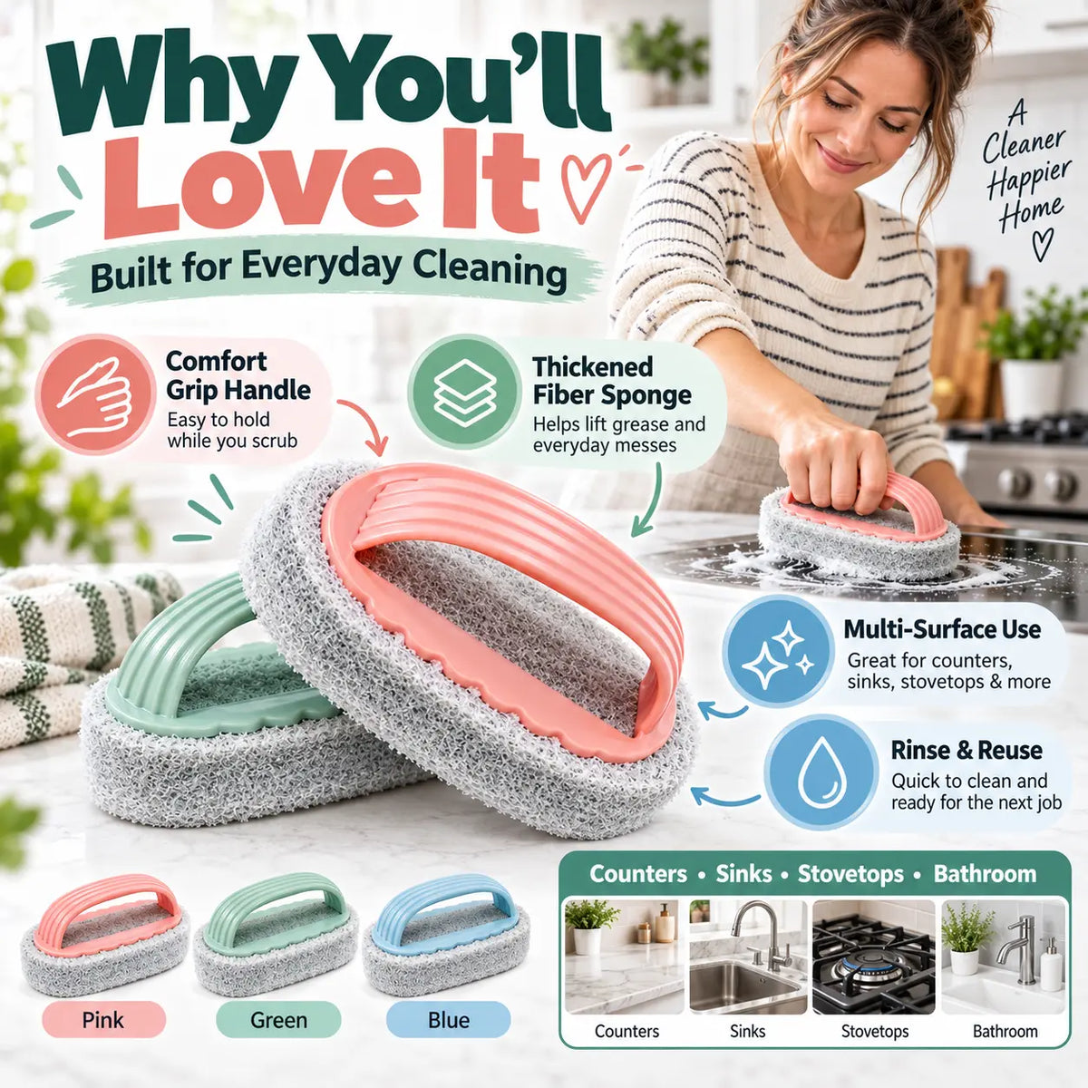 Thick Fiber Kitchen Scrub Brush
