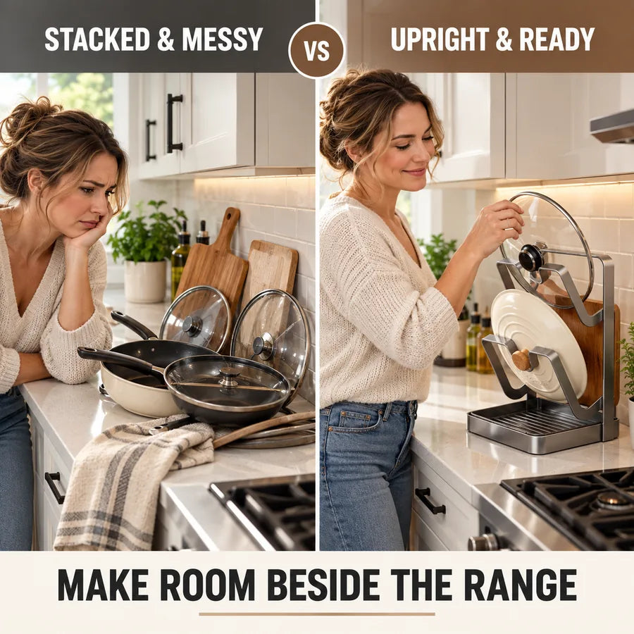 Vertical Kitchen Pot Lid & Board Rack
