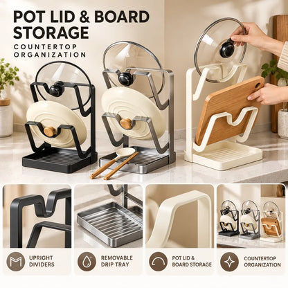 Vertical Kitchen Pot Lid & Board Rack