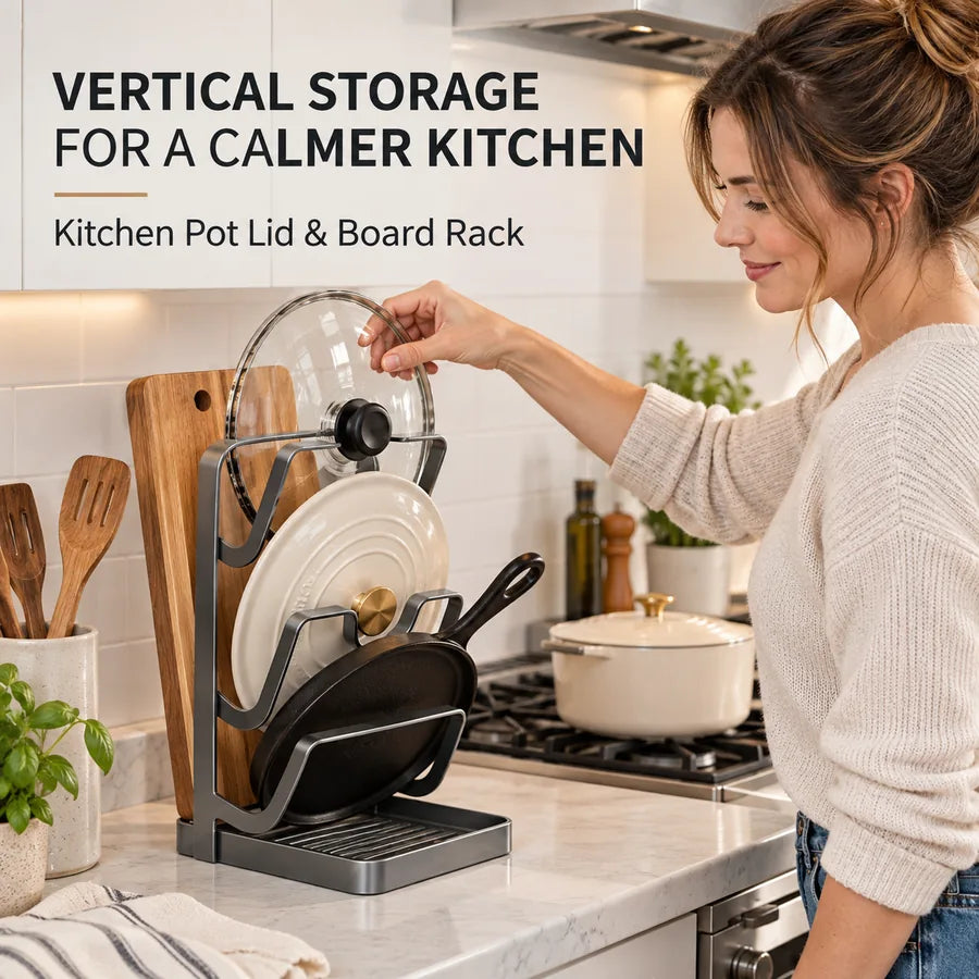Vertical Kitchen Pot Lid & Board Rack