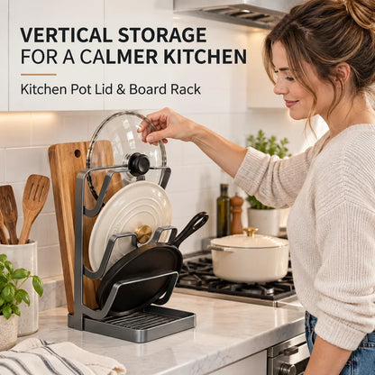 Vertical Kitchen Pot Lid & Board Rack